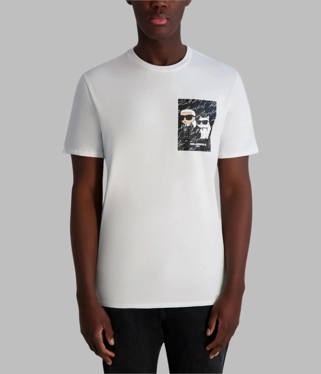 KARL & CHOUPETTE T-SHIRT WITH SIGNATURE