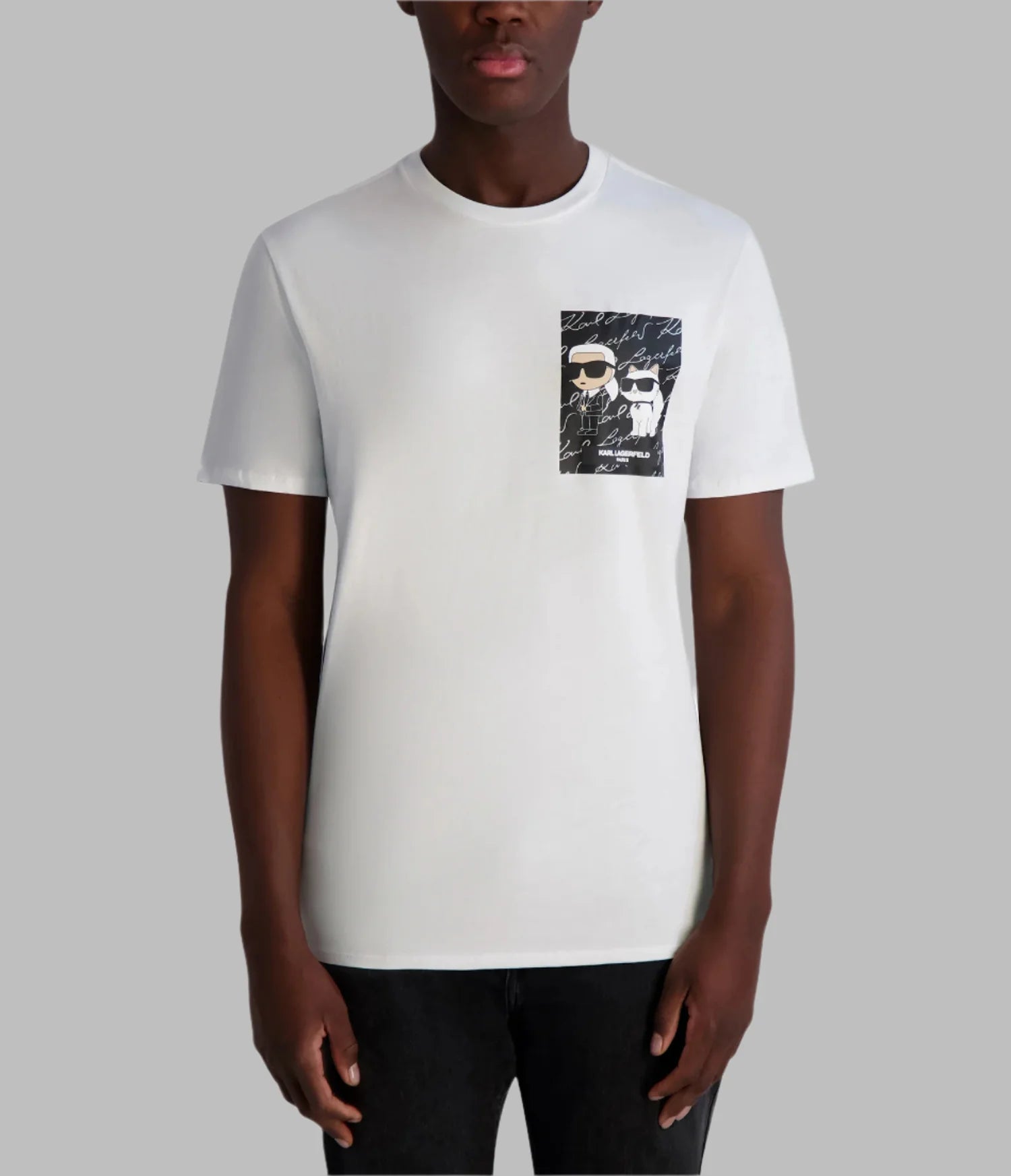 KARL & CHOUPETTE T-SHIRT WITH SIGNATURE