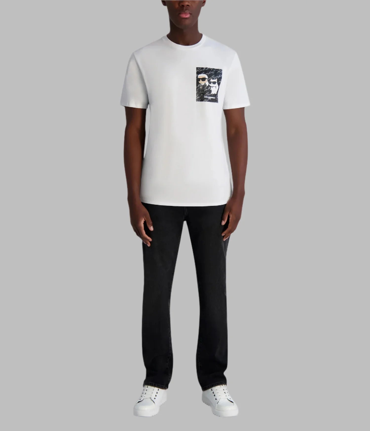 KARL & CHOUPETTE T-SHIRT WITH SIGNATURE