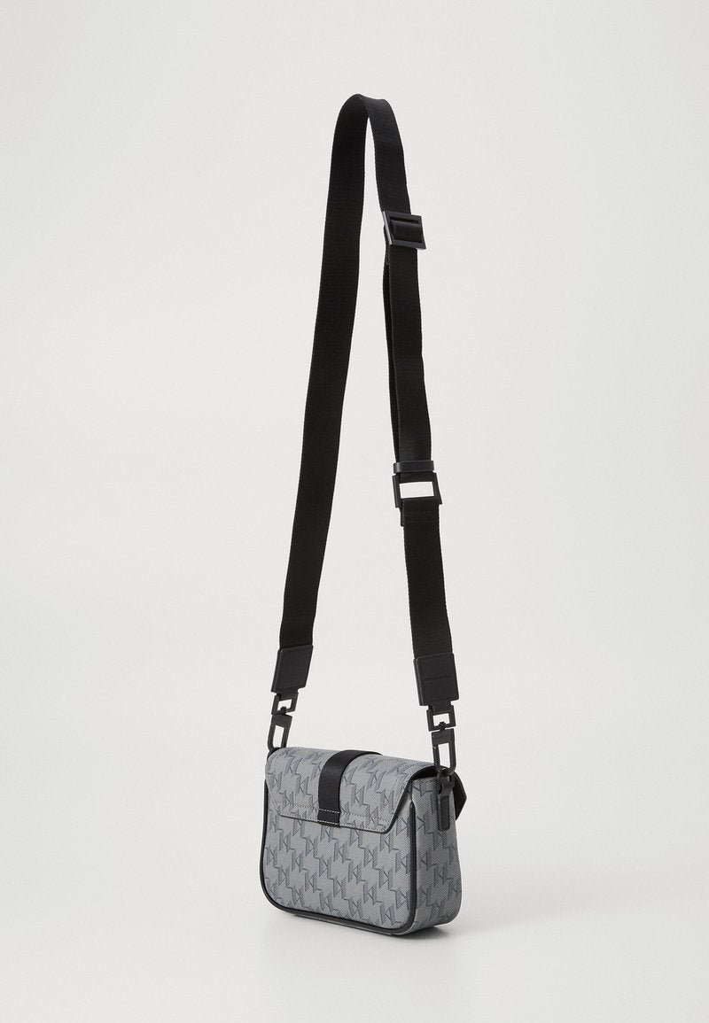 KARL GREY MONOGRAM BUCKLE CROSSBODY