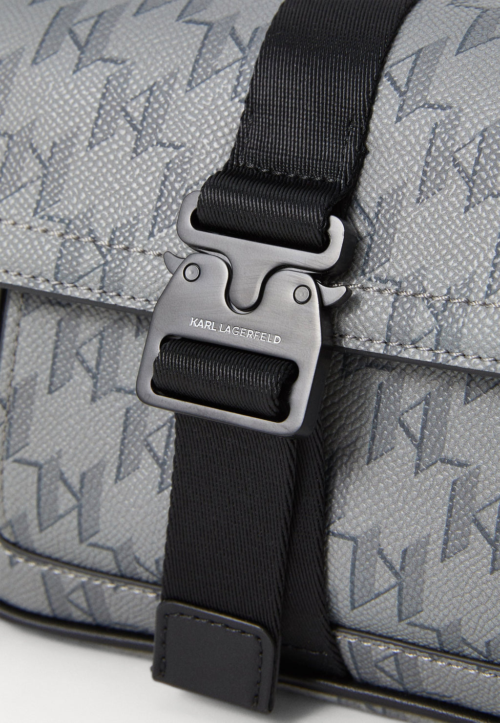 KARL GREY MONOGRAM BUCKLE CROSSBODY